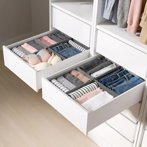 LAJIAKE Conjunto de 8 organizadores de cajones adecuados para armario PAX 50 x 58 cm inserto de cajón plegable para ropa y ropa infantil, diseño modular, estable, gris