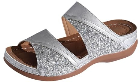 Sandaler, damer, sommar, platåsandaler, damer, paljetter, glitter, strandsandaler, moderiktiga, muffinssandaler, kilpantoletter, lätta fritidssandaler, slip-on, utomhussandaler,