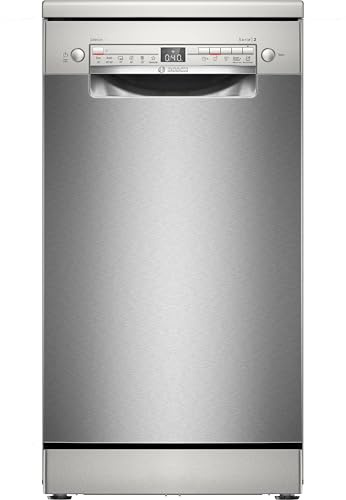 Bosch SPS2HKI55E Série 2 - Lave-vaisselle, pose-libre, Option Séchage Extra | 45 cm, Acier brossé anti-traces, Home Connect, Programme Express 65 °C, Boîte Maxi Performance