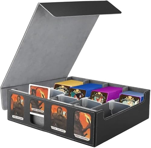 Boîte de rangement pour cartes de collection TEGOVE pour plus de 2400 cartes, boîte de rangement pour cartes de collection pour affichage Commander, boîte MTG TCG avec 8 séparateurs de cartes