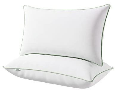 Novilla Bedding Pillows 2 Pack Hotel Quality Cushions - Machine Washable Cover - 100% Luxury Microfiber Filling Back and Side Sleepers - 19″ x 29″ (48 x 74cm) Single Border