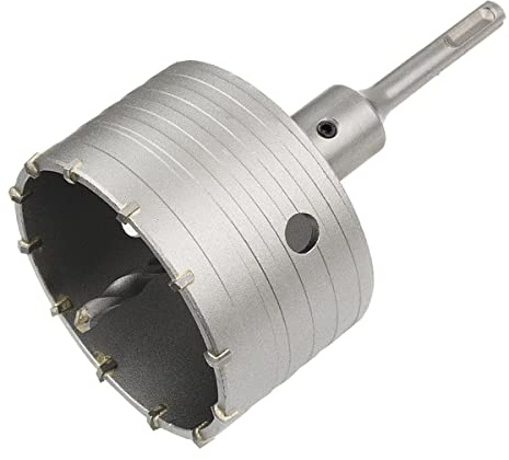 Meccion Sierra Corona Perforadora con Puntas de Carburo y 110mm SDS Plus Adaptador, Cortador de Orificios Huecos de Rendimiento para Ladrillo, Hormigón, Muro de Piedra de Cemento