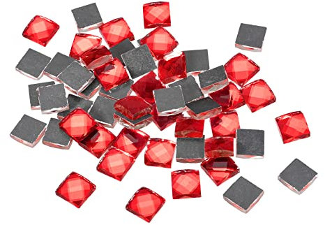 sourcing map Mosaïque Carrelage Tuile Tesselle, 13 Faces Paillettes Cristal pour Artisanat Vrac, Art Vitrail Verre 1 x 1cm pour Fait Main Bijoux Art Loisir Creatif (Paquet de 55, Rouge)