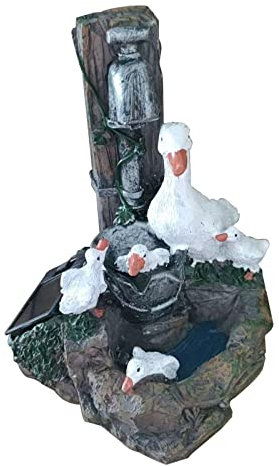 Felenny Canards solaires de jardin, statues de jardin familiales, décorations de jardin, fontaine à eau, statue de canard, décoration d'aménagement paysager pour terrasse, balcon, cour, pelouse