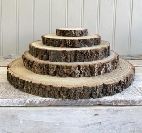 Log Slice Cakestand Wooden Rustic Slab Wedding Cupcake Birthday Display Board Serving Platter Table Centerpiece (X Large 33-37cm)