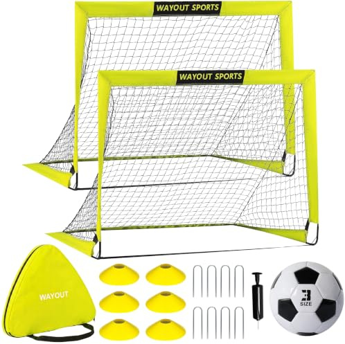 Wayout Sports - Porterías Fútbol Plegables para Niños y Adultos (120 x 90 x 90, Amarillo)