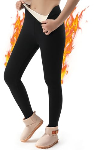 Aiseyi Termoleggings för flickor, tjocka, termiska leggings i bomull, fodrade leggings, barn, vinter, varma leggings, vinterbyxor