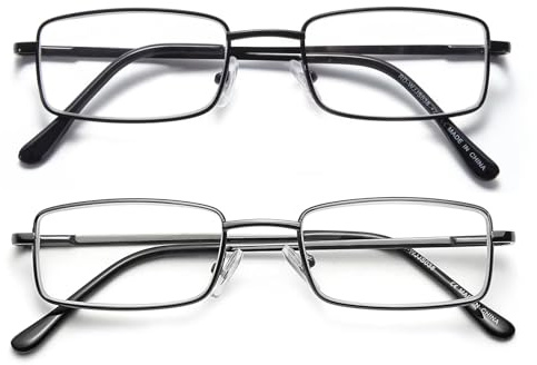 SKYWAY 2 Paia Occhiali da Lettura Uomo 2.5, Occhiali da vista Anti Luce Blu Montatura in Metallo con Cerniere a Molla, Leggera, Anti Affaticamento/Abbagliamento Pistola/Nero