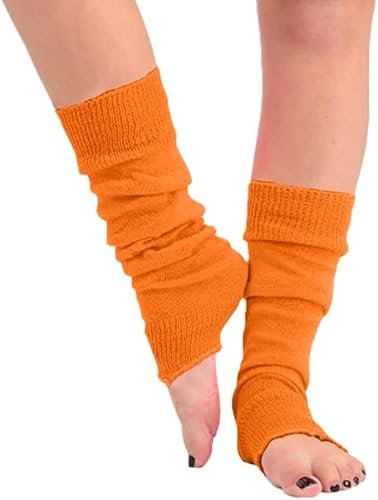 reshmena® Women's Knitted Leg Warmers 80's Teen Fancy Dress Dance wear Girls Fancy Stylish Leg Warmers Womens Girls Leg warmers carnival fancy dress party Wear (1, Orange, One Size)