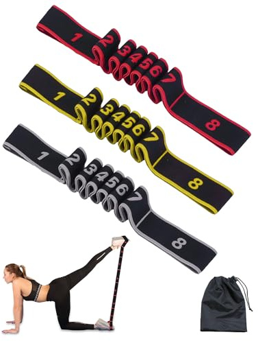 Coyonce Elastici Fitness,Fasce Elastiche Fitness,Bande Elastiche Fitness con 8 Loops,Resistenza 12-25 Libbre,Loop Bands Adatta per Yoga,Pilates,Fitness,Stretching,Danza,Ginnastica,Elastici Palestra