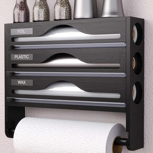 Frischhaltefolien- und Folienspender – Wandmontierter Schneider-Organizer für 30,5 cm Rollen – Küchenaufbewahrungslösung für Folie und Plastikfolie, einfacher Zugang und ordentliche Organisation