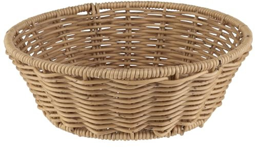 APS 40340 COVE Corbeille ronde tressée beige en polypropylène, récipient en osier pour petits pains ou aliments, diamètre : 20 cm, hauteur : 7 cm, beige
