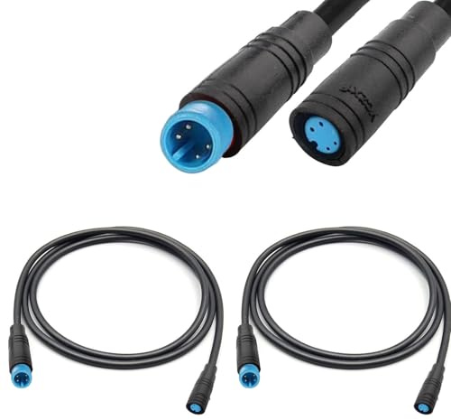 VISSQH Elcykel 4-stifts förlängningskabel, kontakt till hona elcykelkabel 4 stift vattentät julet-anslutning för elektrisk cykel ljus/gas/broms (2 stycken/150 cm)