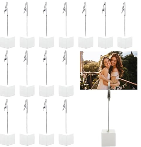 20 de Porte Photo Pince Support Photo Table Support Etiquette Porte-Clips Message Porte Photo Sur Pied Clip Photo Holders Pince Photo Deco Pour Décoration de Maison Bureau Mariage (Blanc)