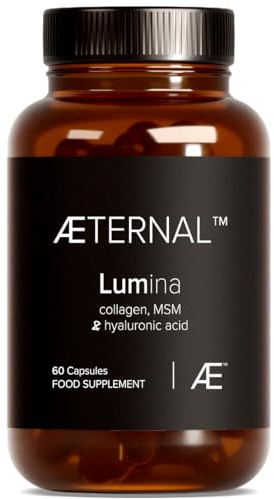 Marine Collagen Peptides with MSM & Hyaluronic Acid | Skin Hydration Firmness & Glow | Anti Ageing Beauty Formula with Joint Support | Non GMO Supplement | 60 Capsules | Made in UK | AETERNAL