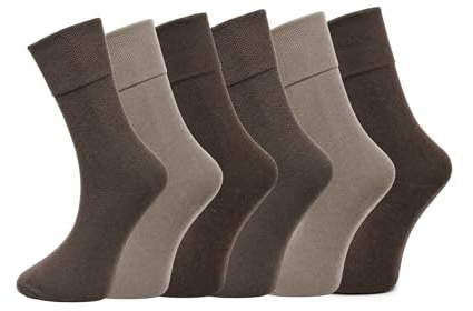 ARG 6 paia di calzini da donna non elastici per diabetici, facili da impugnare, in cotone morbido, per nutrire gonfiore e odemi, taglia 36-40, Nude, Taglia unica