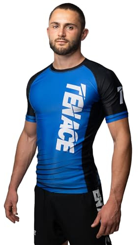 Tenace Camiseta Compresión Diseño Jiu Jitsu Competición - para Entrenamiento MMA, BJJ, Grappling Rashguard (FR/ES, Letras, XL, Regular, Regular, Azul)