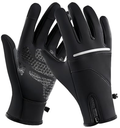 MEETTIKEY Gants Hiver Homme Femme,Gants à Écran Tactile Chauds,Gants Velo Hiver Imperméable Antidérapants,Adapté à la Conduite, à la Course à Pied, au Cyclisme et à la randonnée (L)