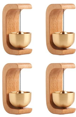 HWIREUIGT Timbre de madera 2024, campanillas de viento, inalámbricas, para puerta de entrada del hogar, decoración estética de pared, 4 unidades
