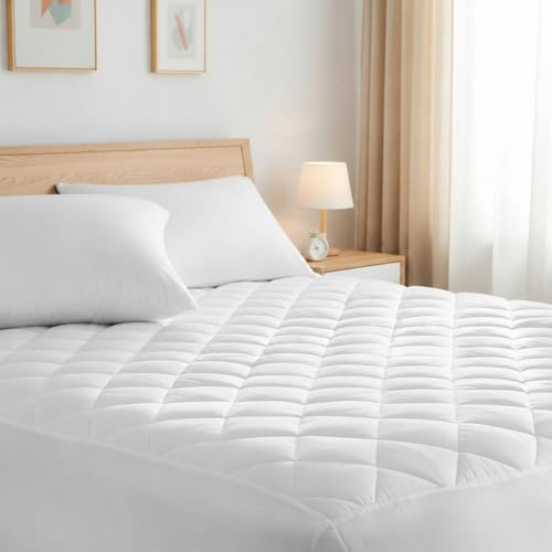 UNIVERSAL COMFORT Quilted Super King Mattress Protectors – Extra Deep 40cm Fitted Stretch Skirt - Breathable & Anti-Allergy Mattress Cover For Ultimate Comfort (Super King – 180x200cm)
