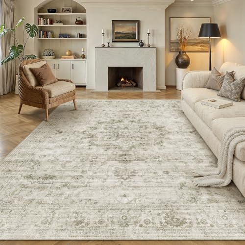 PureCozy Alfombra Salon 200x300cm Beige Antideslizante Lavable