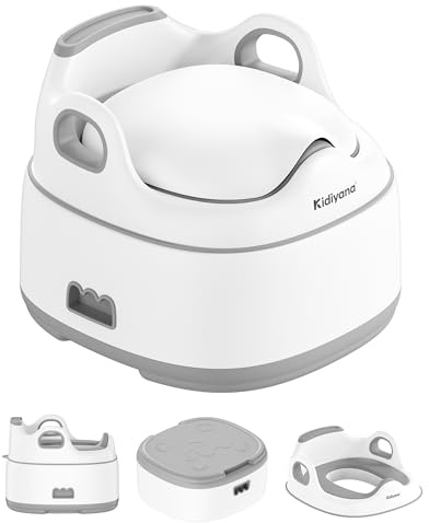 Kidiyana 3-i-1 barnpotta elefant, toalettfäste och stegpall, stabil och halkfri, sittminskare med stänkskydd, ergonomisk, lätt att rengöra, för spädbarn och småbarn från 6 månader