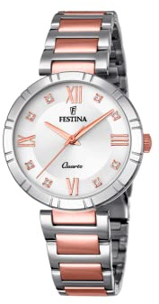 Festina Montre Femme Analogique Acier Inoxydable 316L Argenté - Quartz - Verre minéral Haute résistance - Étanche 5 ATM F16937/D - Mademoiselle
