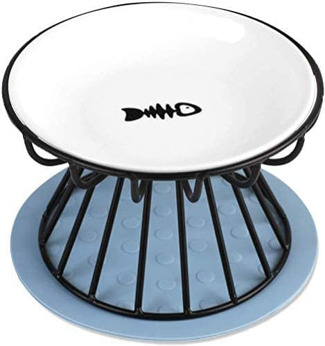 FELISTORY Katzennapf Erhöht Futternapf Katze Keramik - Katzennapf Keramik Set Mit Ständer Rutschfestes Silikon Erhöhter Futternapf Katze Futternapf für Katze Anti Erbrechen Katzenschüssel Für Katze