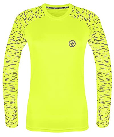 Proviz Womens REFLECT360 Sports T-Shirt – Reflective, Long Sleeve, Fluorescent Running Top for Women, Gym Top, Hi Vis Ladies Running Top Yellow