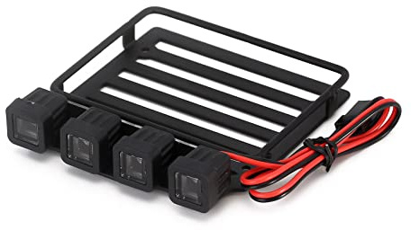 INJORA RC Car Roof Rack Luggage Carrier with Spotlights for 1/24 RC Crawler Axial SCX24 Gladiator AXI00005（Square）