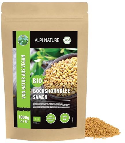 Alpi Nature Bockhornsklöver Frön Hela BIO 1kg, Hela Bockhornsklöverfrön, Ekologiska Methi Frön