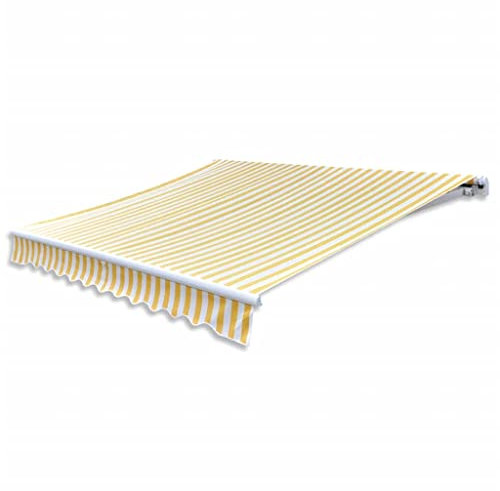 HOMIUSE Toldo Plegable Motorizado 4 m Amarillo y Blanco Toldo Motorizado Toldo Ajustable Toldo Electrico Exterior Toldo Plegable Exterior Toldo Abatible Toldo Exterior Toldo Retractil Exterior
