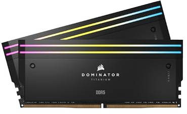 CORSAIR Dominator Titanium RGB DDR5 RAM 64GB (2x32GB) DDR5 6000MHz CL30 Intel XMP Memoria de Ordenador Compatible con iCUE - Negro (CMP64GX5M2B6000C30)