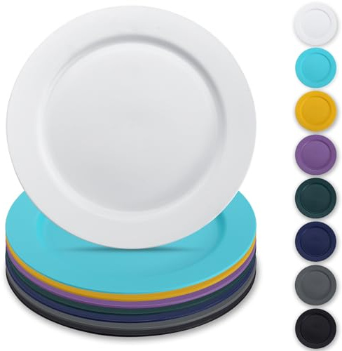 Berglander platos de plástico de 8 piezas 25cm, reutilizables planos platos para ensaladas, tazones para pasta, Fácil de llevar para el hogar, el jardín, el picnic, el camping, al aire libre