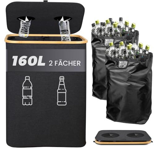 MIDINGCHAI 160L Poubelle Tri Selectif 2 Bacs, Poubelle de Tri avec Aacs Amovibles, Poubelle Cuisine Tri XXL, Bac de Tri Selectif - Idéale pour la cuisine