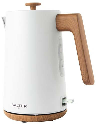 Salter Toronto Bollitore 1,7L - Ebollizione rapida da 3KW, base a 360°, filtro anticalcare, effetto legno eleganza, senza fili, sensore di surriscaldamento e auto-Spegnimento, indicatore livello acqua