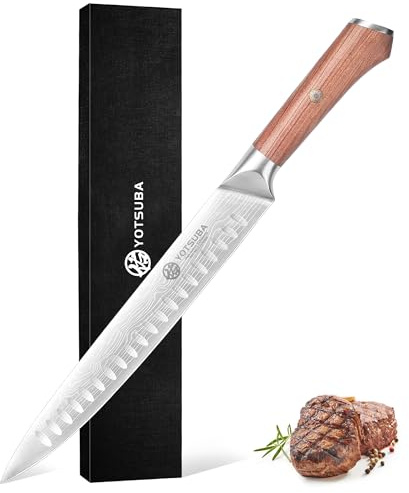 YOTSUBA Carving Knife for Meat, 10 Slicing Knife, High Carbon Steel Brisket Knives with Ergonomic Handle, Butcher Breaking Knives for Meat Cutting and Cooking with Gift Box
