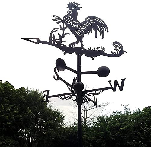 KJSHXYG Veleta de Hierro Fundido con Forma de Gallo, Veleta de Metal con Forma de Gallo de Hierro, Veleta Retro para jardín, Patio, Patio, Techo Plano, Adorno Decorativo