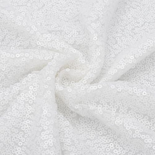 sourcing map Cream Sequin Fabric, by The Yard, 1 Yard Length 4.3ft Wide Sequin Velvet Fabric Shiny Sparkly Cloth for DIY Sewing, Dress, Backdrop, Tablecloth, Table Runner