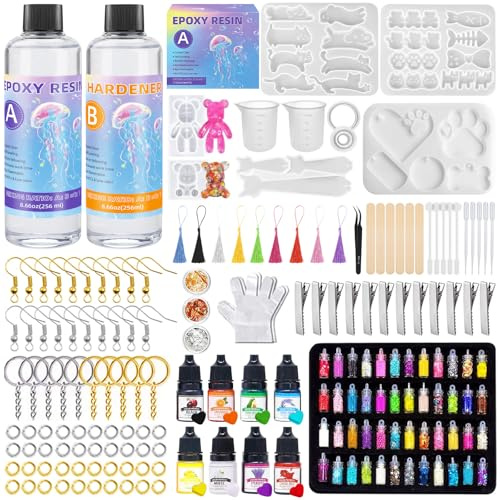 KIMIGO Resina Epossidica Trasparente Kit Principianti 512ml - Rapporto 1:1 Colla Resina Epoxy con Indurente per Creazione Gioielli Fai da Te,Decorazioni, Resina per Creazioni