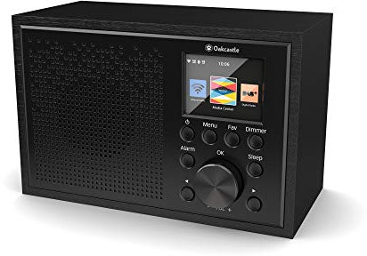 Majority Oakcastle IR100 Radio Internet WiFi Spotify Connect Compatible avec App Control, Double Alarme, Radio Portable avec Bluetooth, Entrée Ligne, Écran Couleur Noir