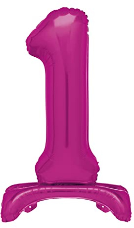 Unique Hot Pink Standing Number 1 Foil Balloon 30, Packaged