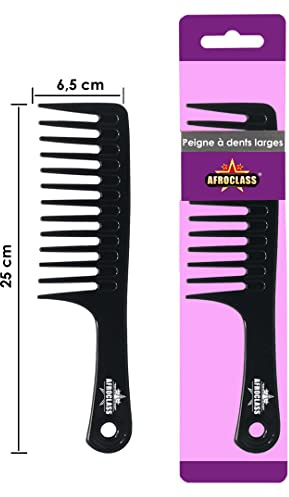 AFROCLASS – Peigne démêlant a dents larges, peigne a coiffer, coiffure,brosse, fixateur de cheveux