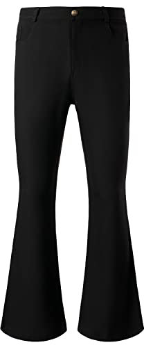 JOGAL Herren Schlaghose 70er Jahre Karneval Disco Outfits Ausgestellte Hose Schwarz XX-Large