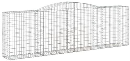 vidaXL 7x Arched Gabion Baskets Cage Mesh Wire Stone Basket Outdoor Spiral Retaining Wall Planter Garden 400x50x120/140 cm Galvanised Iron