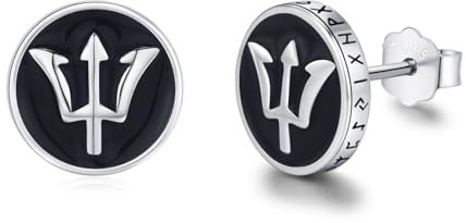 MEDWISE Dreizack Viking Ohrstecker Runde 925 Sterling Silber Klassische Ohrringe Wikinger Ohrringe Kleine Ohrringe Geschenke Wikinger Schmuck für Unisex Herren Damen