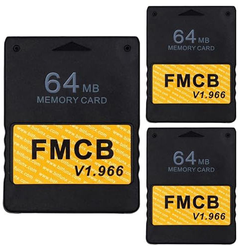 Skywin FMCB Free McBoot Card v1.966 for PS2 (3 Pack) - Plug and Play PS2 Memory Card - 64 GB, Runs Games in USB Disk or Hard Disk