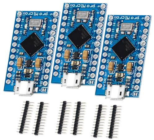 Binghe Pro Micro Con 32U4 Chip - 3 Pezzi Schede Di Sviluppo, Modulo Mini 5V 16MHz, Micro USB Aggiornatore Auto-USB Compatibile Con Arduino