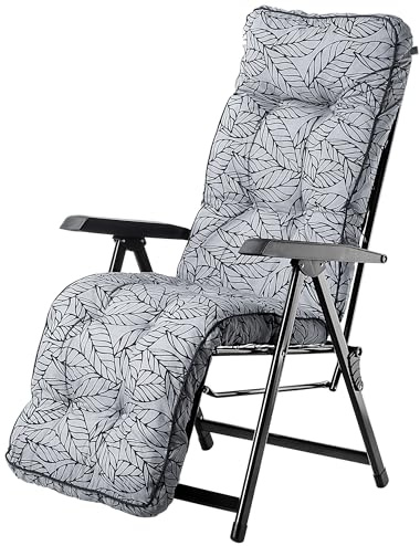 KADAX Chaise de jardin avec repose-pieds - Chaise longue avec coussin - Chaise longue pliable avec dossier réglable - Fauteuil de jardin relaxant - Gris