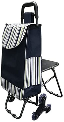 RGZFYH Carro Carrito de la Compra Plegable con Asiento y 6 Ruedas, portátil, Ligero, para Subir escaleras, Carrito utilitario para comestibles, lavandería, camión de Mano Personal Carrito